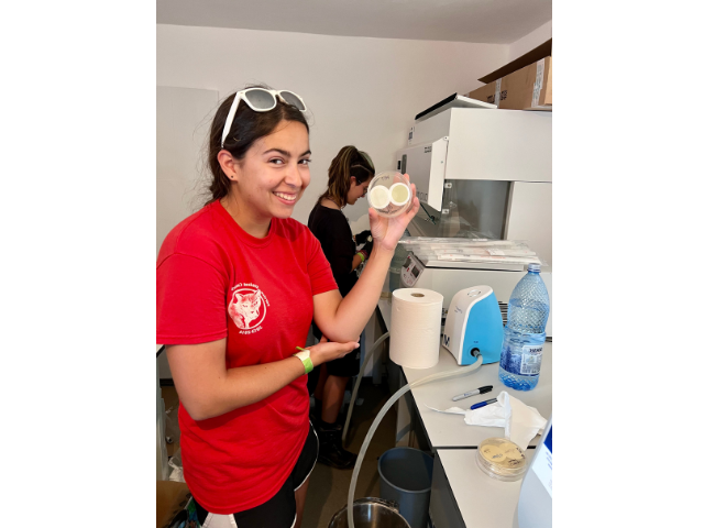 PSU-LV student, Allison Lonkart working with water samples in the lab 