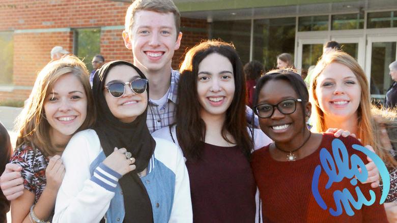 Group of students outside Penn State Lehigh Valley.