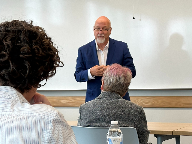 Disability Policy coordinator, Michael Gamel-McCormick speaking at Penn State Lehigh Valley